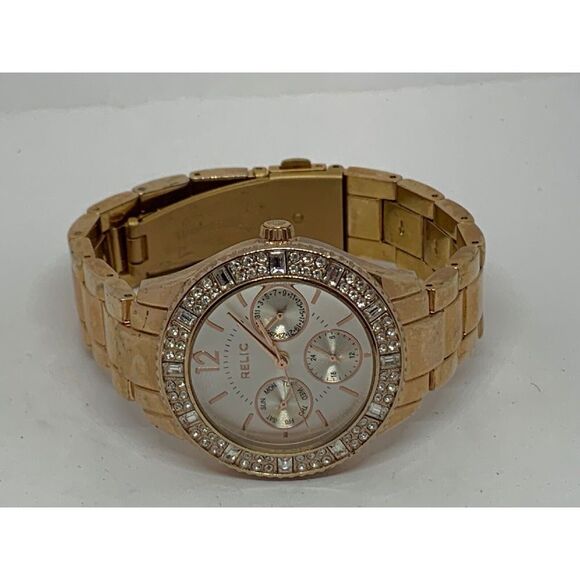 Relic ZR15741 Women's Rose Gold Alloy Analog Silver Dial Quartz Wrist Watch E487 - Picture 5 of 11